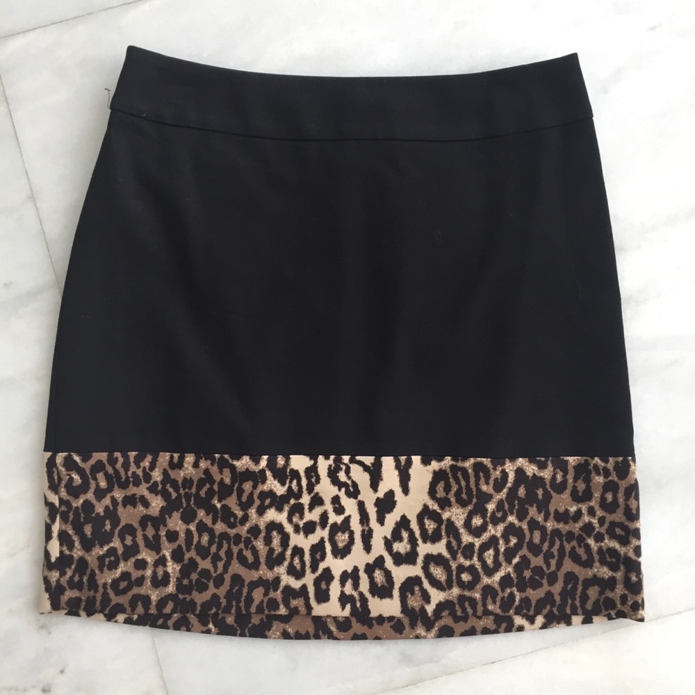 Banana Republic black and leopard mini skirt